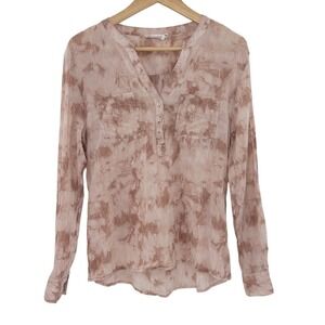 Carve Designs Womens Pink Tie Dye Gauze Button Down Blouse Small Long Sleeve